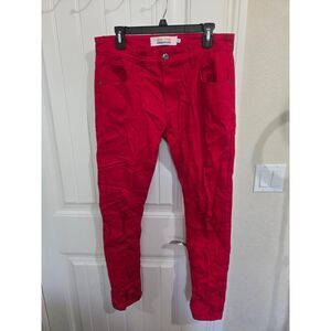 GS-115 Premium Men’s Size 32 Red Slim Fit Jeans Pants Stretch Cotton 28” Inseam